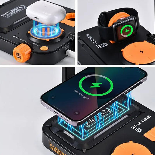 Wireless Night Light 3-in-1 Charger black base orange accents charges iPhone and Apple Watch on Tampa Home & Garden Store