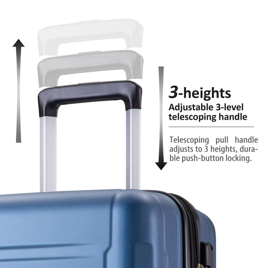 Ensemble de 2 valises extensibles à roulettes pivotantes en ABS léger avec serrure TSA, 50,8 cm + 71,1 cm