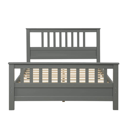 Gray wood platform bed with headboard and footboard, slatted base visible on Tampa Home & Garden Store