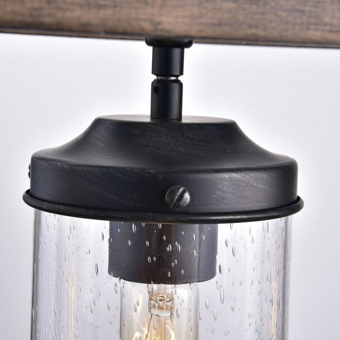 Lámpara de araña rectangular regulable de 4 luces con detalles de hierro forjado