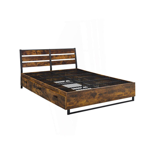 King Size Industrial Slatted Headboard Platform Bed Frame with 6 Storage Drawers - Tampa Home & Garden Store