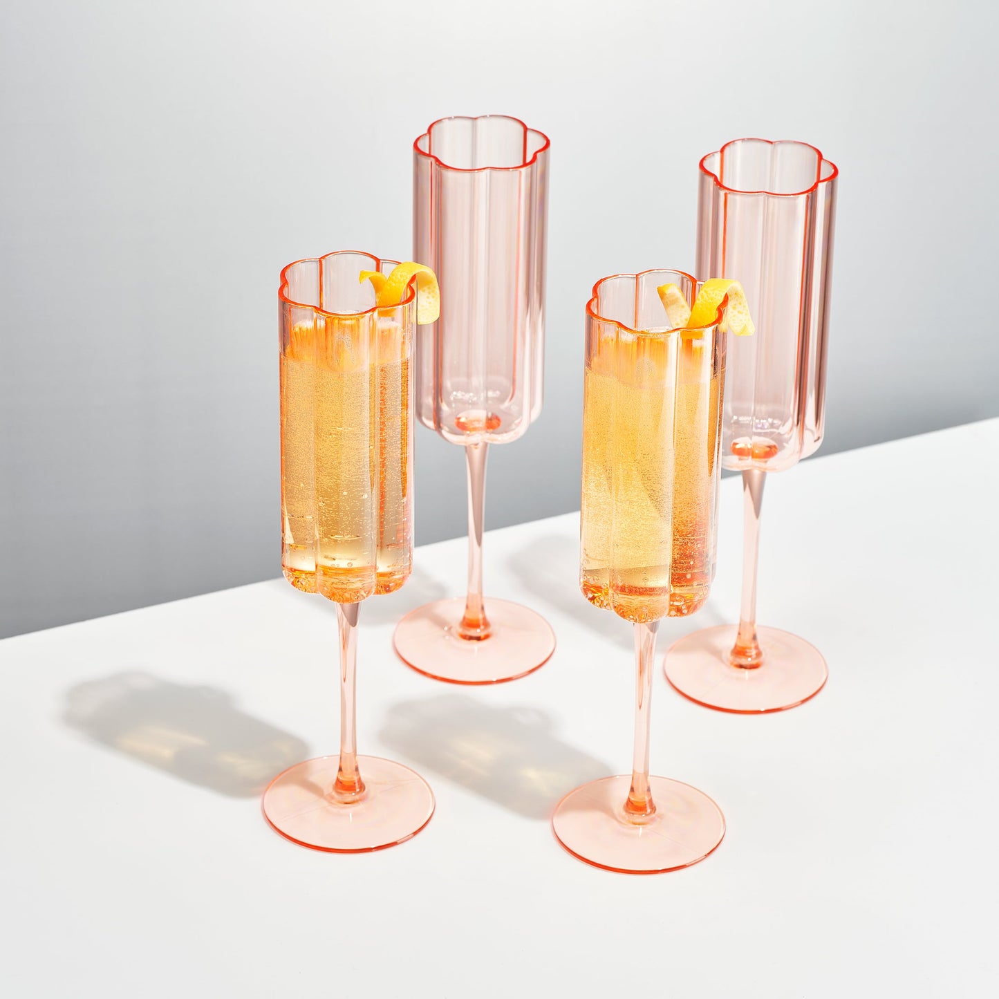 Set of Four Tide Champagne Flute Glassware
