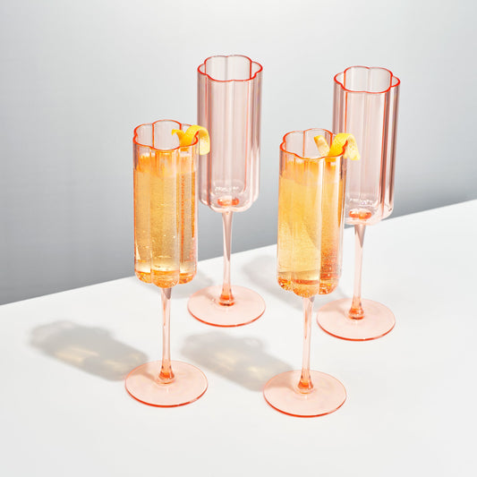 Set of Four Tide Champagne Flute Glassware