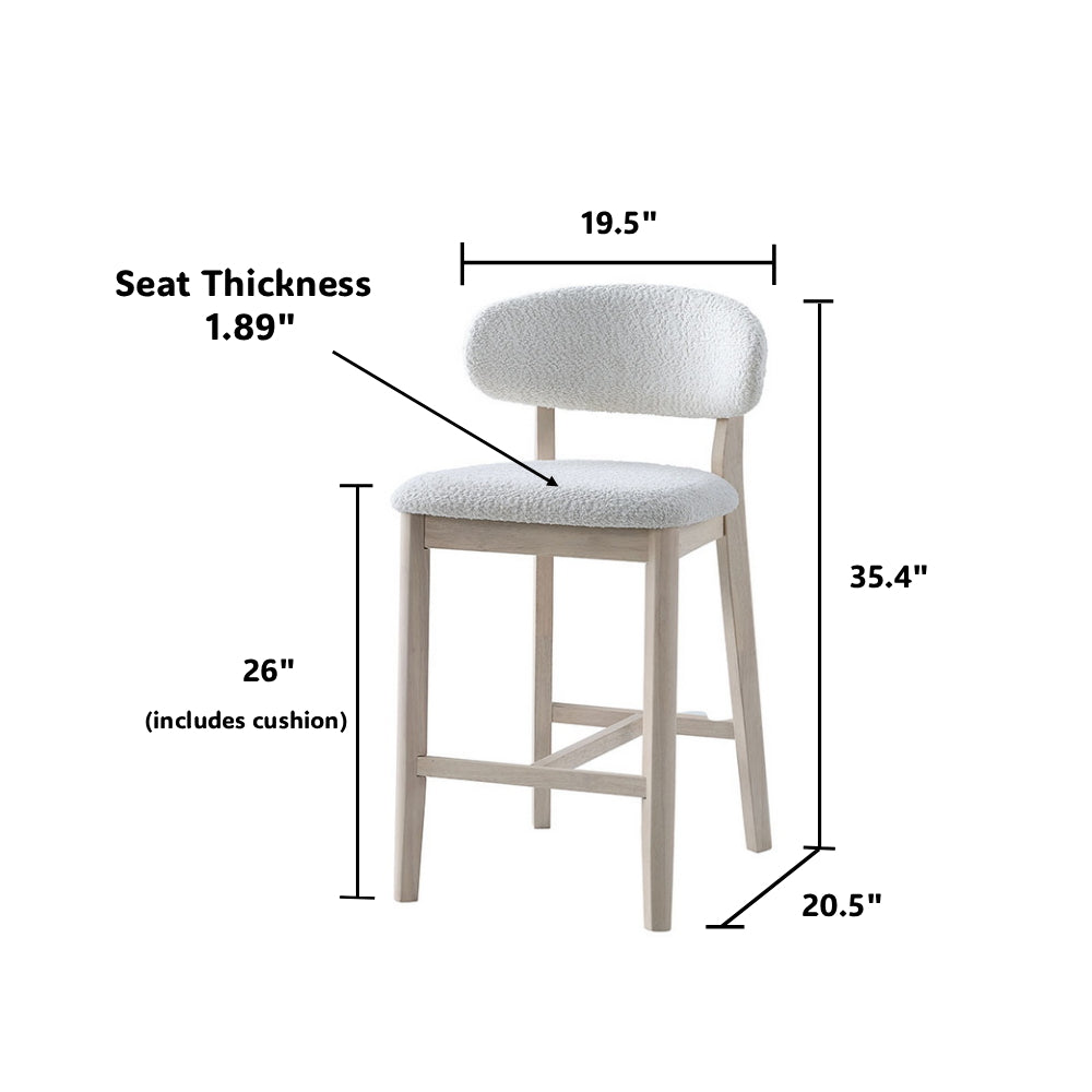 ACTU Counter Stools Set of 2, 26 in upholstered seats on solid wood frame midcentury modern on Tampa Home & Garden Store