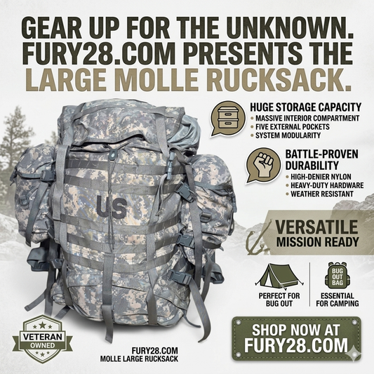 Fury28 ACU/UCP MOLLE II large rucksack in camo with MOLLE webbing and waterproof liner on Tampa Home & Garden Store