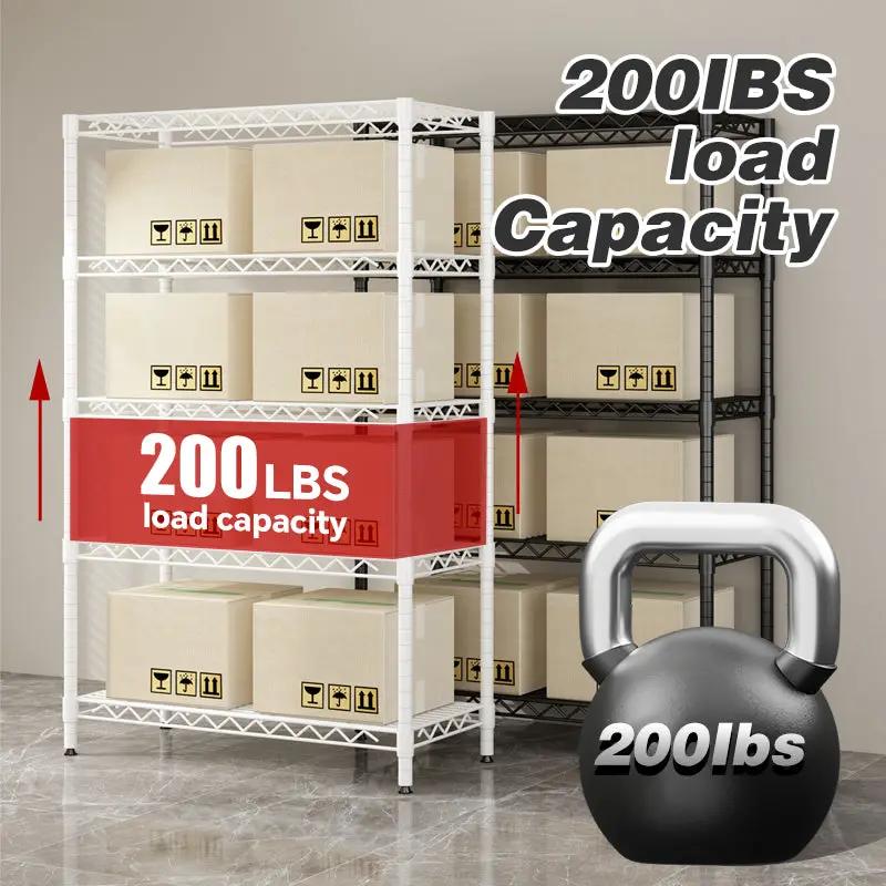 White wire storage rack with adjustable shelves, 2 units shown, 200 lbs load capacity on Tampa Home & Garden Store