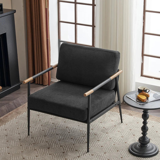 Leisure Lounge Chair with metal frame, black fabric upholstery on Tampa Home & Garden Store