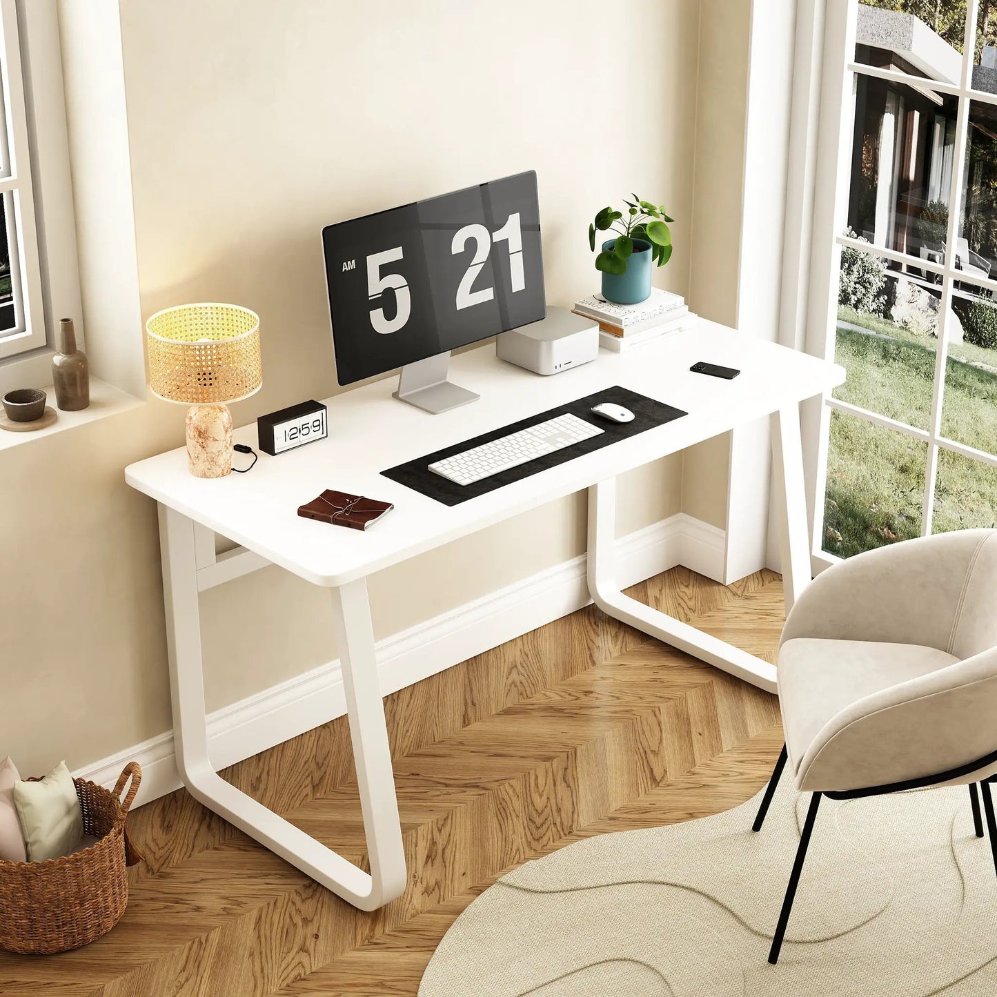 Table d'ordinateur de 120 cm de long, table de jeu simple avec chaise, bureau à domicile, bureau d'étudiant, bureau de chambre, établi