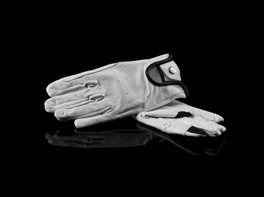 American Equus Hunter Luxe riding gloves white perforated leather with wrist strap on Tampa Home & Garden Store