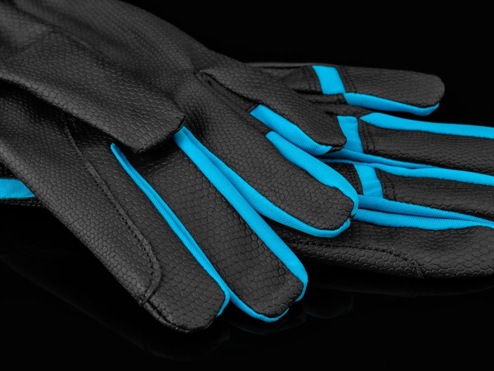 American Equus EquiFeel Signature Performance Riding Gloves, black with blue piping on Tampa Home & Garden Store