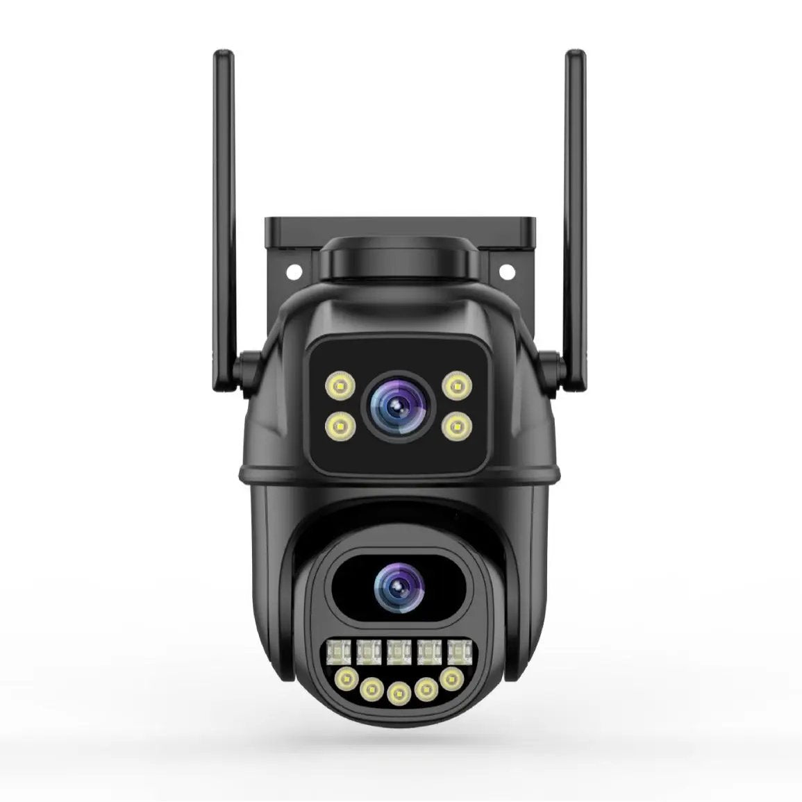 Caméra de surveillance extérieure WiFi mobile à double écran sans fil et rotation à 360 degrés