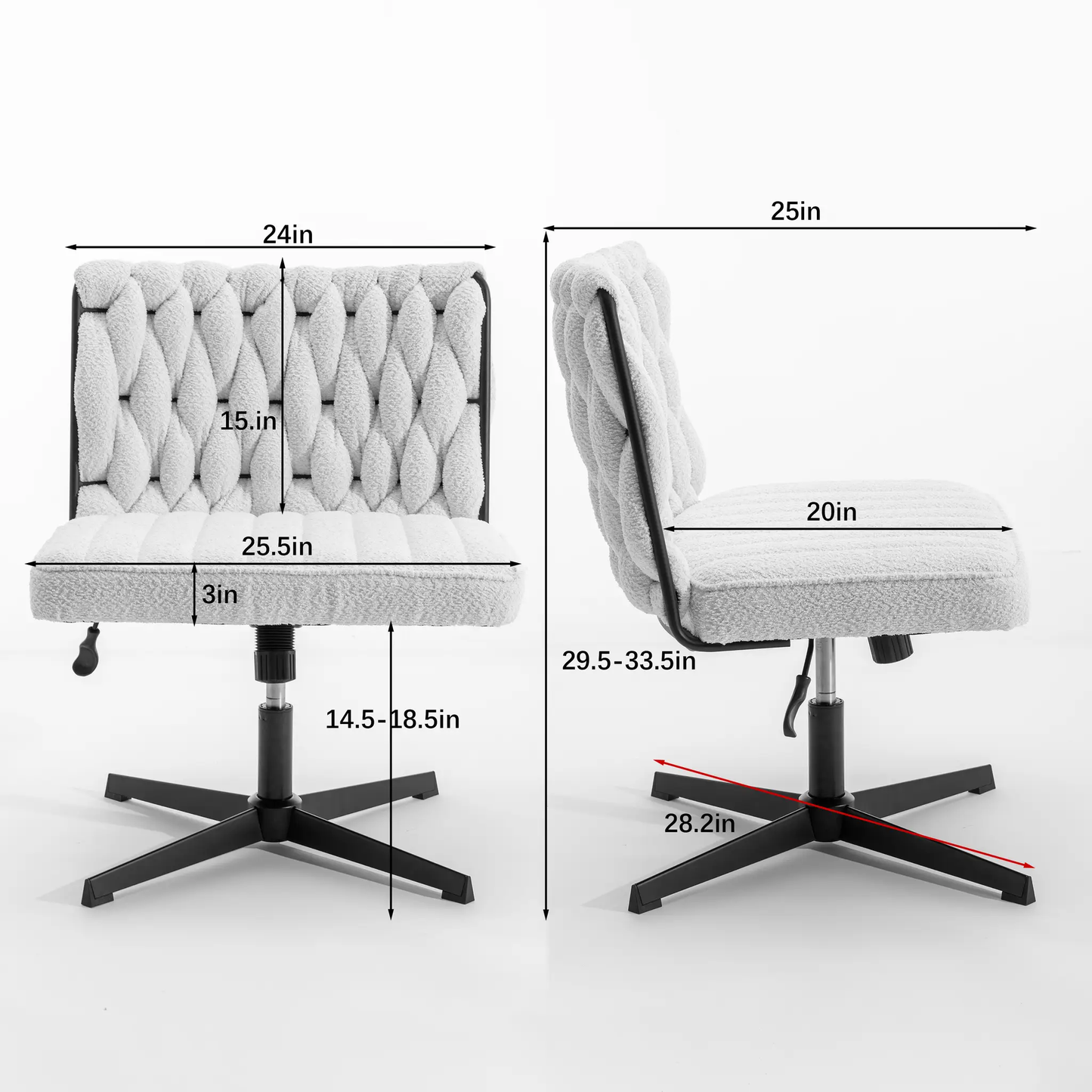 Armless blue office desk chair with tufted fabric no wheels VIP Digital Presence chairs 2 units on Tampa Home & Garden Store