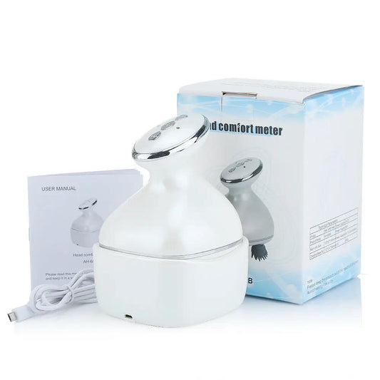 Head massager 4-claw kneading device white ABS silicone USB rechargeable on Tampa Home & Garden Store