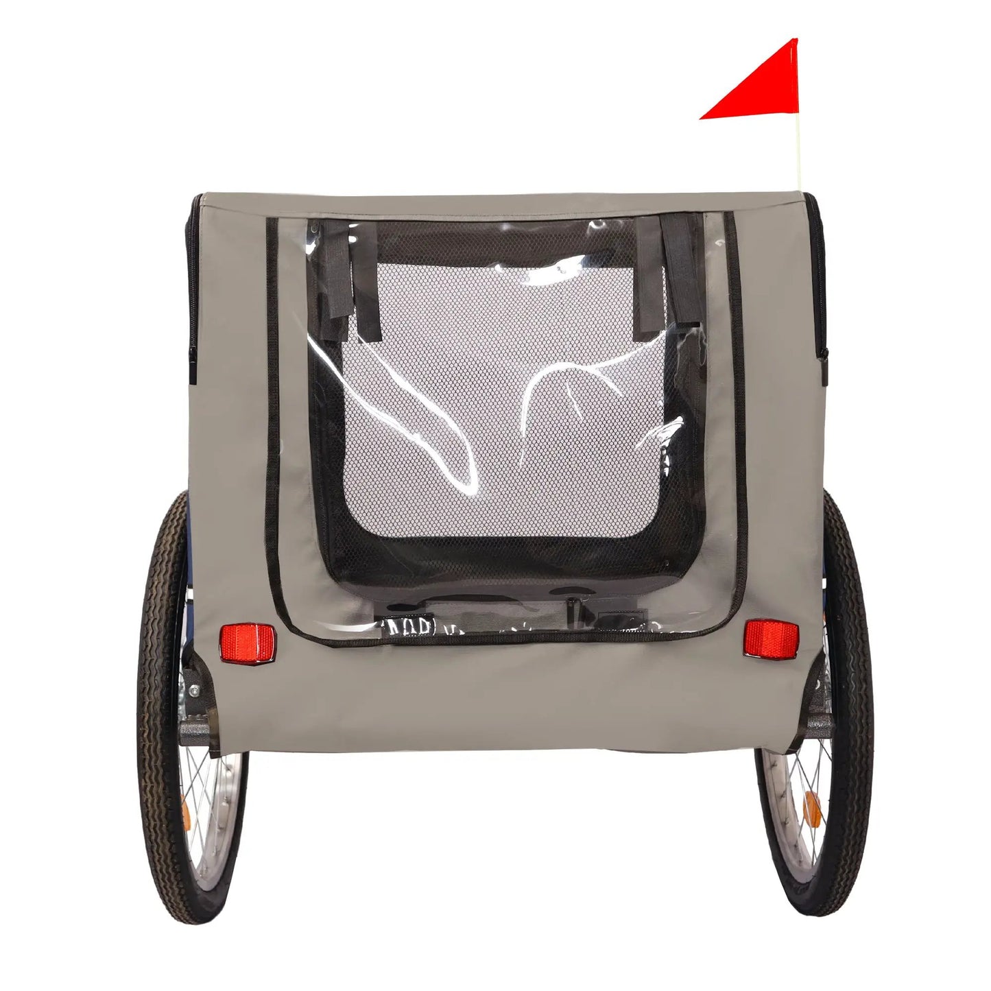 Tangkula dog bike trailer with breathable mesh in beige, red flag, two wheels on Tampa Home & Garden Store