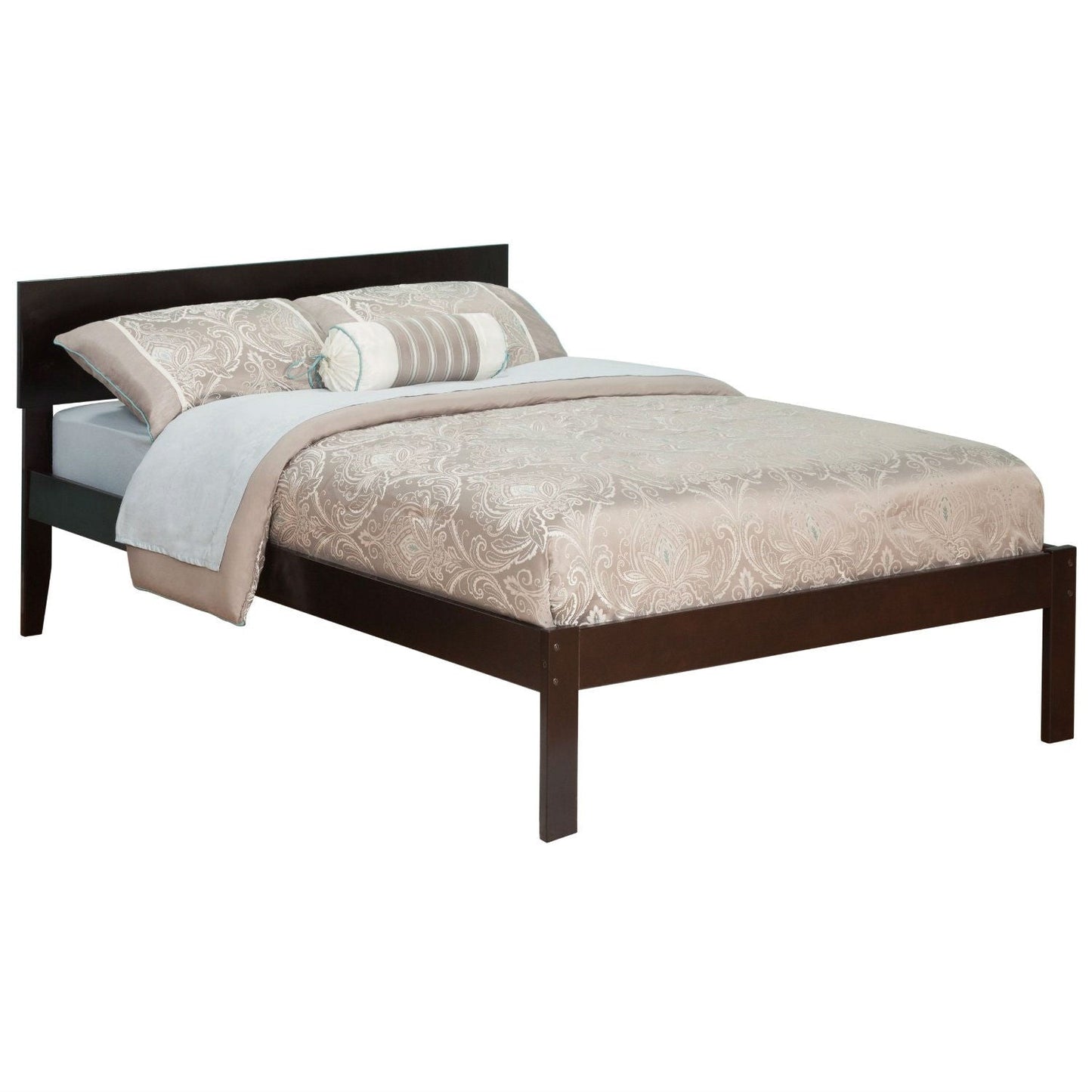 Cama de plataforma de tamaño completo con cabecero en acabado de madera espresso