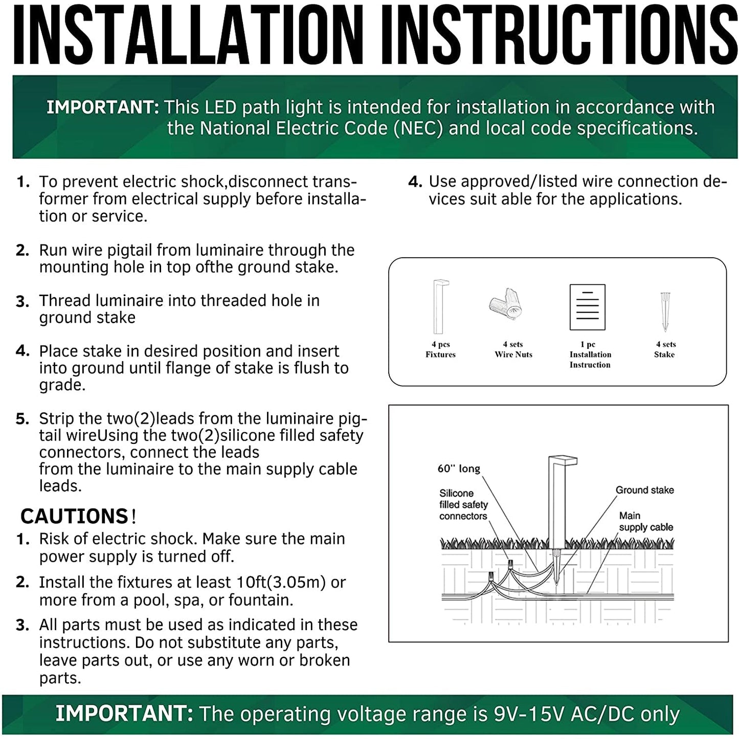 4-Pack LED Landscape Pathway Light 3W, 12V Low Voltage Modern Path Lights ALP19 - Tampa soil911.com