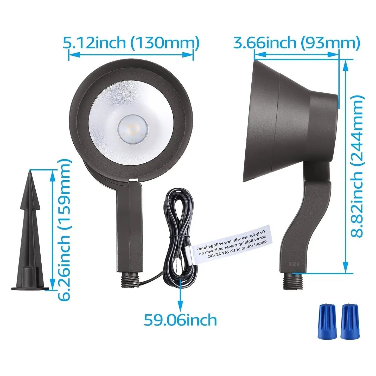 8-pack RGB LED landscape spotlight 12V, stake, mounting arm, cord by Kings Outdoor Lighting on Tampa Home & Garden Store