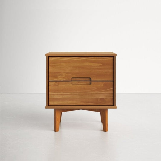 FarmHouse 2 Drawer Solid Wood Nightstand Medium Brown - Tampa Home & Garden Store