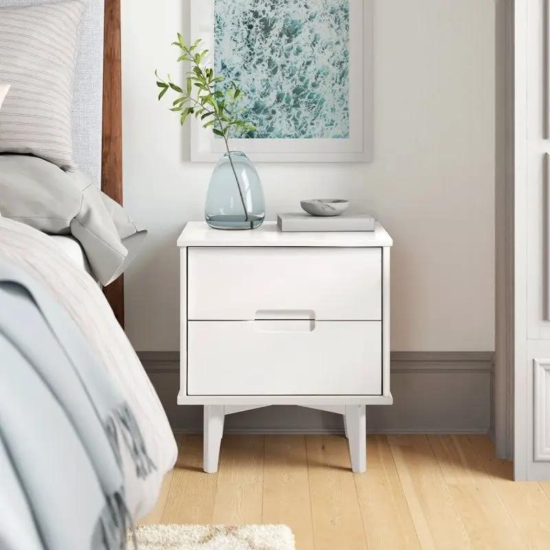 FarmHouse 2 Drawer Solid Wood Nightstand White - Tampa Home & Garden Store