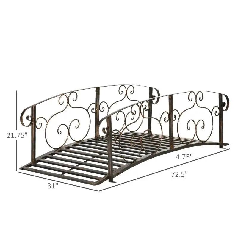 Outdoor bronze arch garden bridge rails with decorative wrought-iron scrolls by HomePacific on Tampa Home & Garden Store