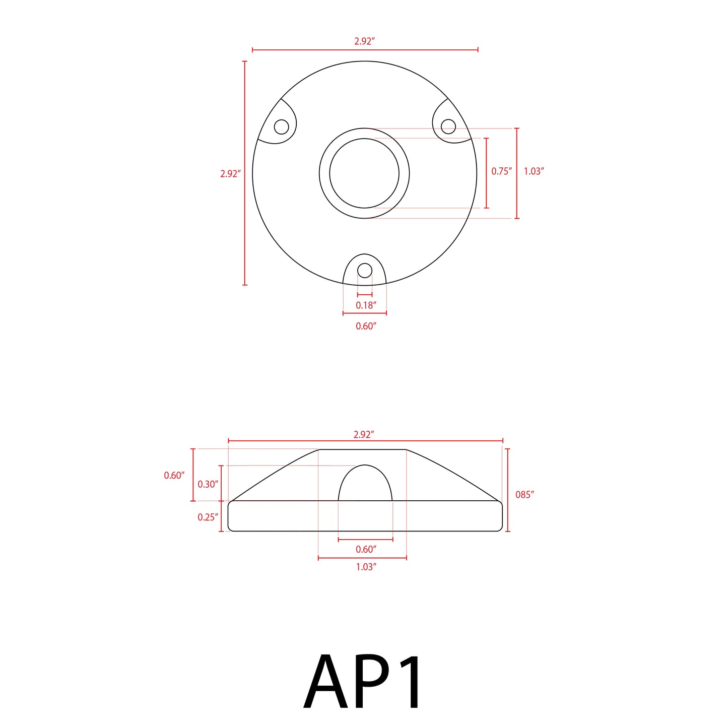Soporte redondo de montaje en superficie de aluminio AP1 para luminaria de iluminación paisajística