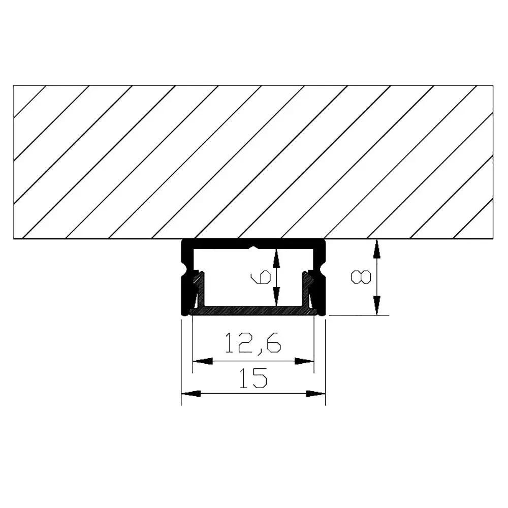 AP46M rectangular aluminum channel with end caps for LED strip lighting, 8 ft length on Tampa Home & Garden Store