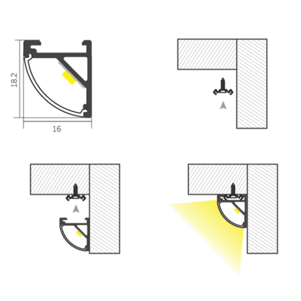 AP59 Corner Aluminum Channel for LED Strip Covers, Kings Outdoor Lighting LED profile on Tampa Home & Garden Store