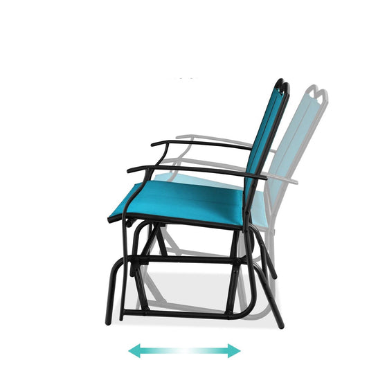 2 Seat Mesh Patio Loveseat Swing Glider Rocker with Armrests in Blue - Tampa Home & Garden Store