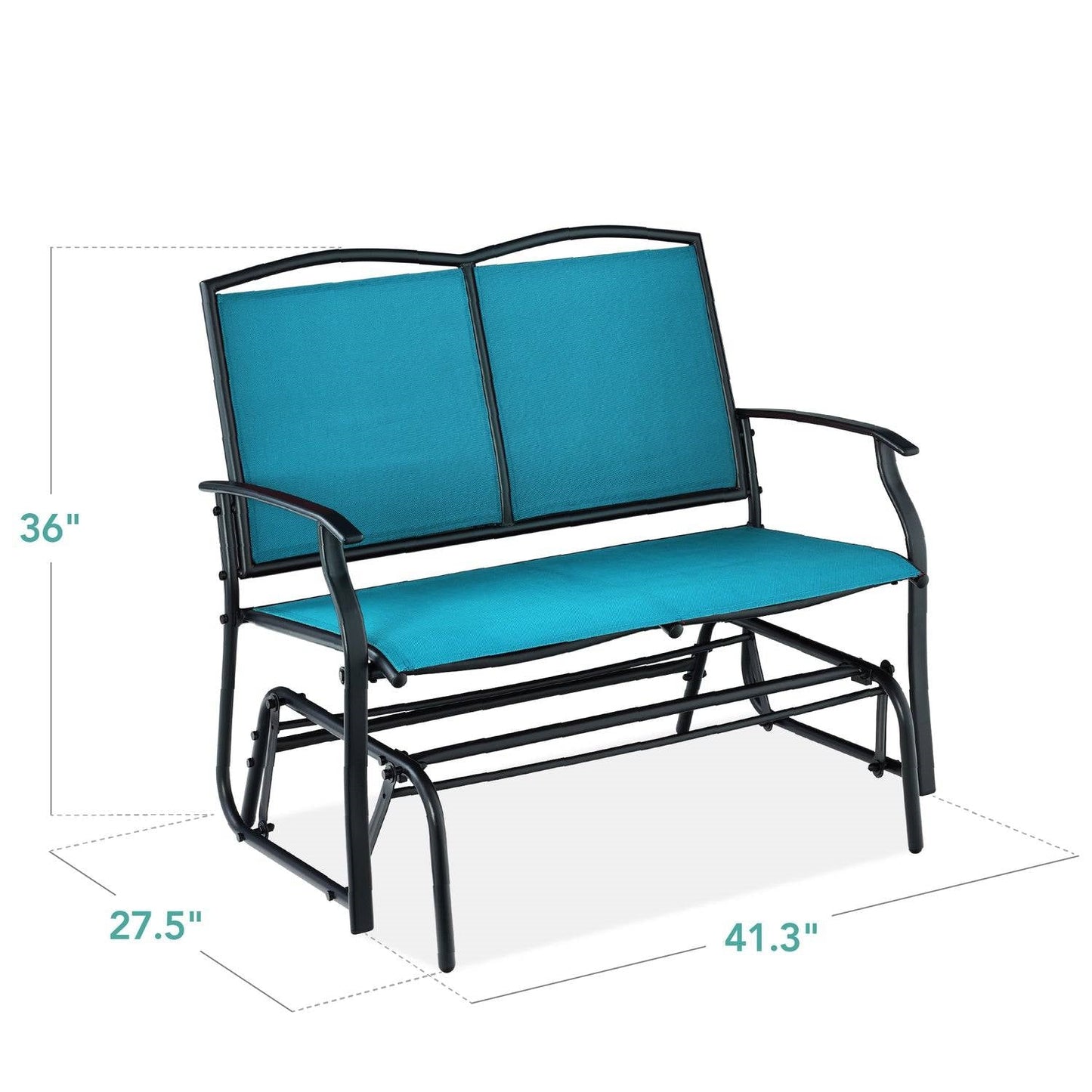 Columpio mecedora de dos plazas con malla para patio y reposabrazos en color azul