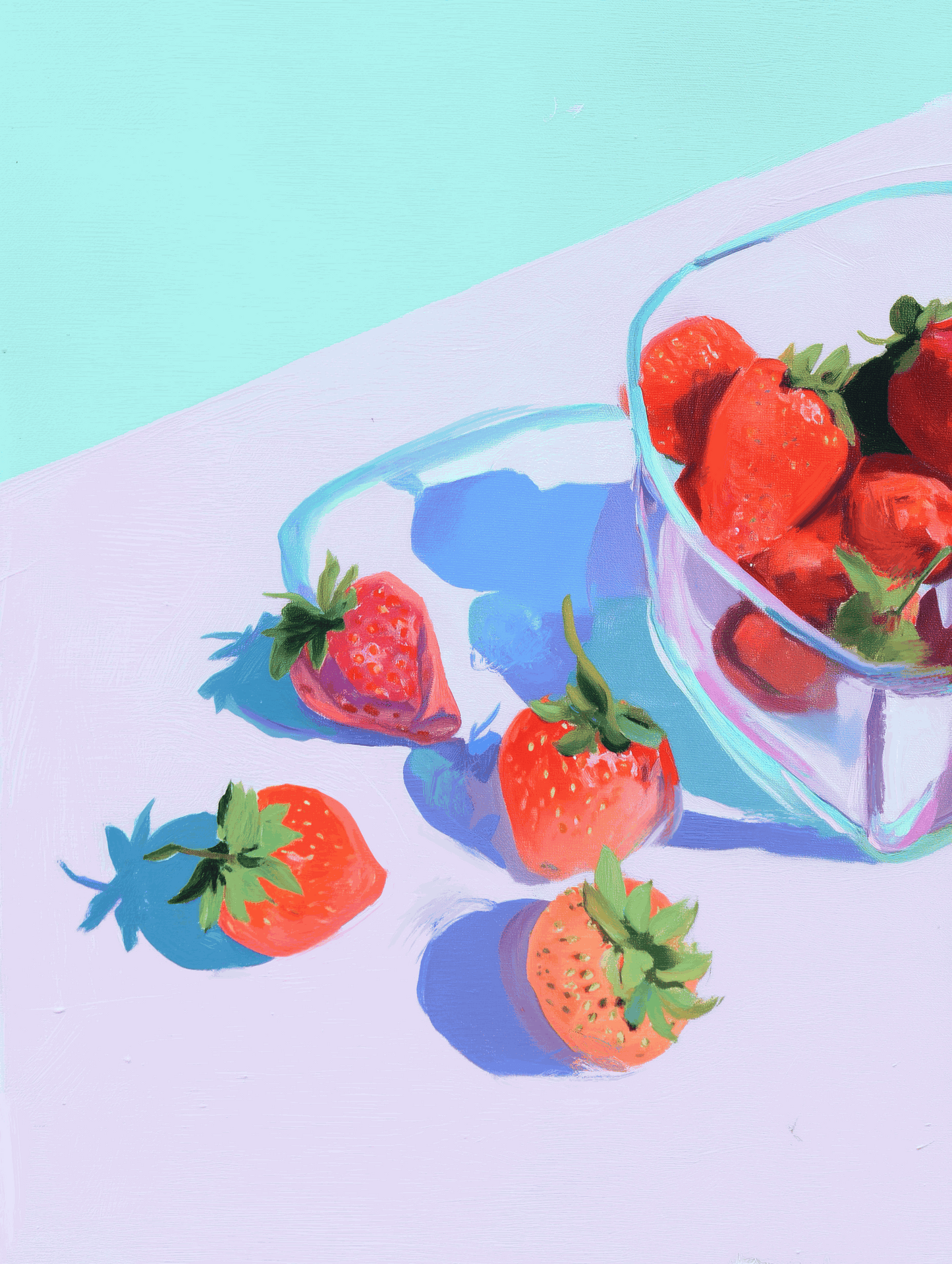 Lámina artística de fresas – Ilustración botánica de frutas para cocina y decoración de pared contemporánea, calidad de archivo, lista para colgar