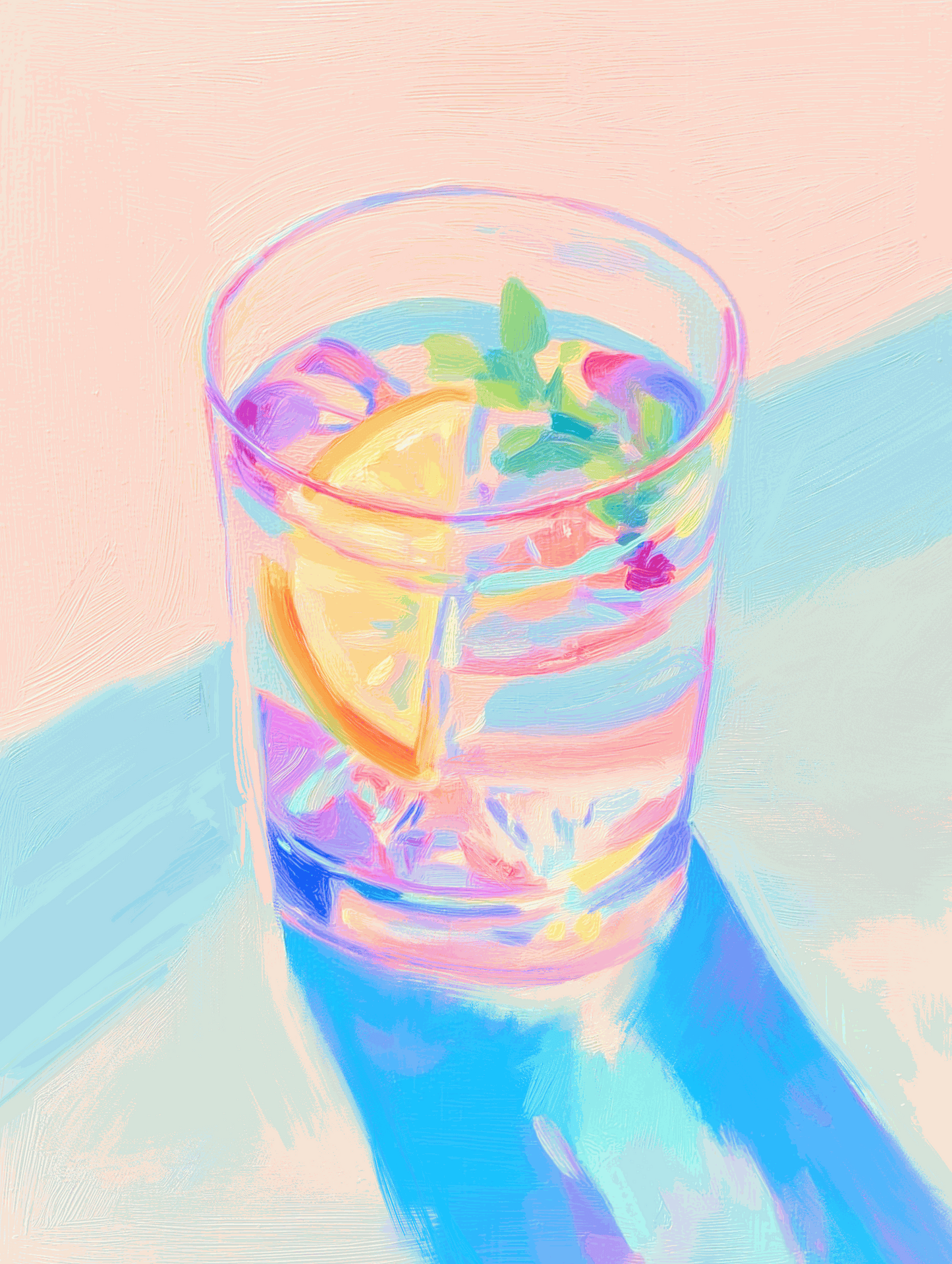 Impresión artística de cóctel sin alcohol – Ilustración de bebida refrescante para decoración de pared de cocina, bar y comedor, calidad de archivo, lista para colgar