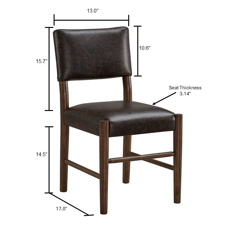 ACTU dining chair in dark brown faux leather with solid wood legs midcentury modern style on Tampa Home & Garden Store
