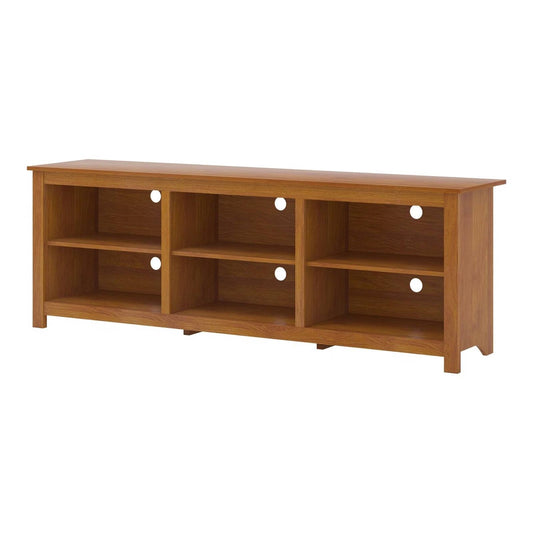 Farmhouse TV Stand in Amber Brown Wood Finish - for TVs up to 70-inch - Tampa Home & Garden Store