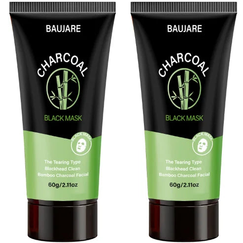 Charcoal Blackhead Peel Off Mask duo-pack by BAUJARE, black tubes with label, 60g each on Tampa Home & Garden Store