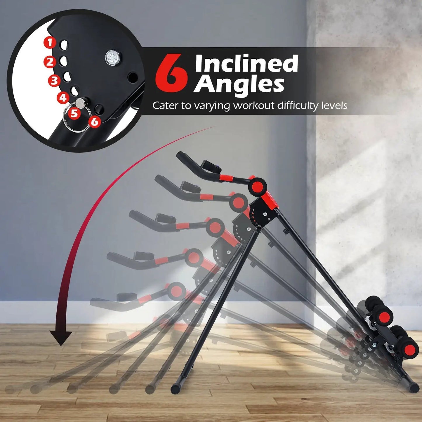 Foldable Abdominal Trainer with incline angles, black/red DirectDeals Ab Roller on Tampa Home & Garden Store