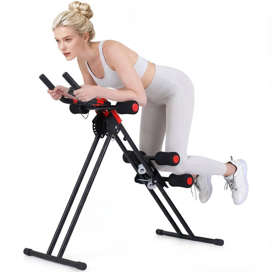 Foldable Abdominal Trainer with Incline Settings by DirectDeals, white and black ab roller on adjustable stand on Tampa Home & Garden Store