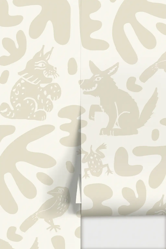 Wallpaper Abstract Animal pattern in white cream silhouettes Samantha Santana Creative on Tampa Home & Garden Store