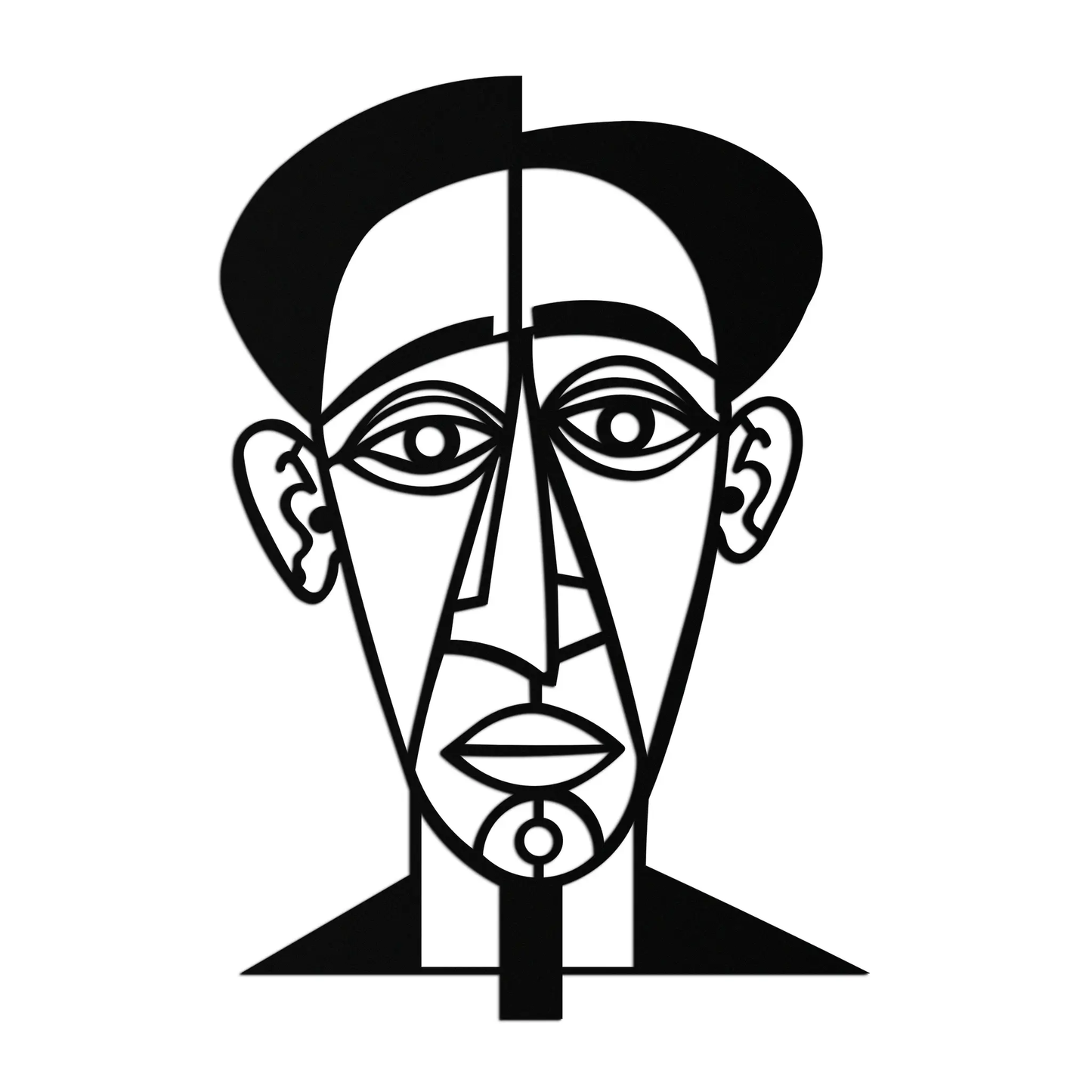 Black abstract face line art metal wall decor by Enova Art, modern minimalist metal wall art on Tampa Home & Garden Store