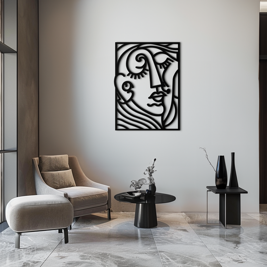 Abstract Face Silhouette Metal Wall Art – Modern Minimalist Line Art for Contemporary Interiors- KAF348 - Tampa Home & Garden Store
