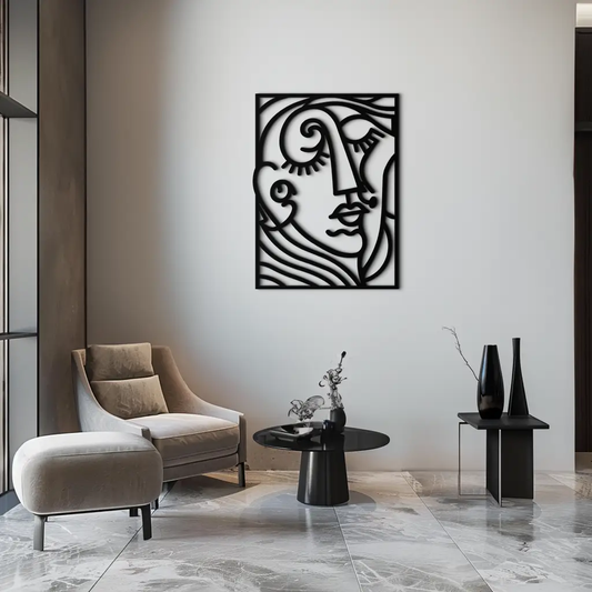Abstract Face Silhouette Metal Wall Art – Modern Minimalist Line Art for Contemporary Interiors- KAF348 - Tampa Home & Garden Store