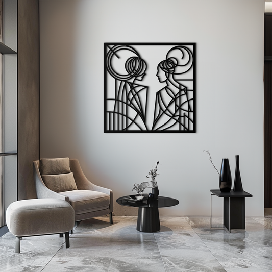 Abstract Female Duo Silhouette Metal Wall Art – Modern Minimalist Women Line Design- KAF324 - Tampa Home & Garden Store