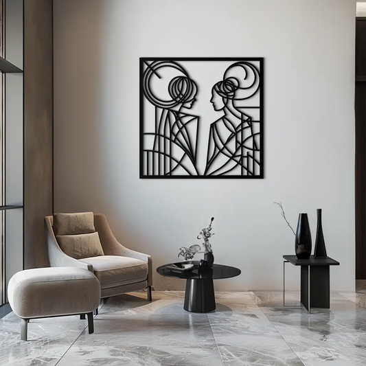 Abstract Female Duo Silhouette Metal Wall Art – Modern Minimalist Women Line Design- KAF324 - Tampa Home & Garden Store