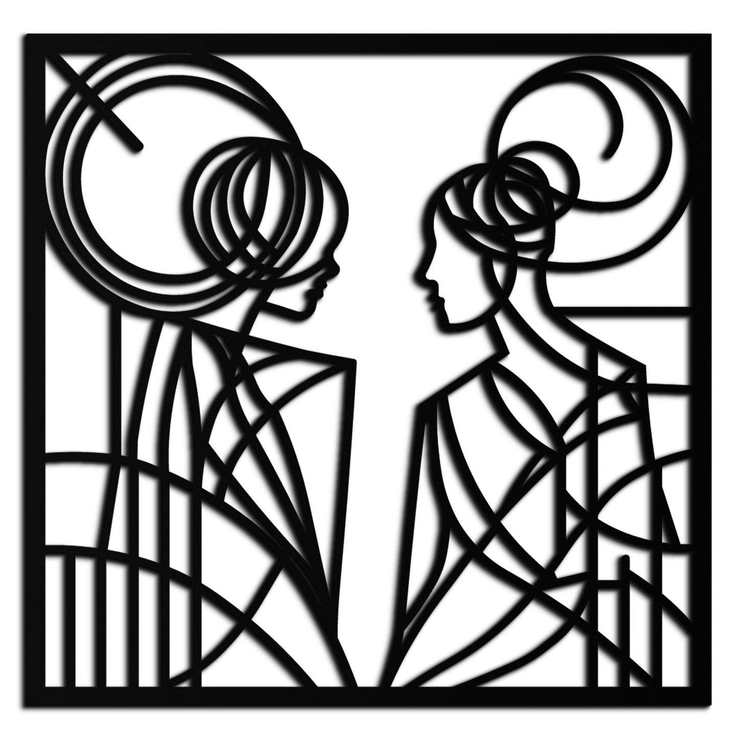 Abstract Female Duo Silhouette Metal Wall Art – Modern Minimalist Women Line Design- KAF324 - Tampa Home & Garden Store