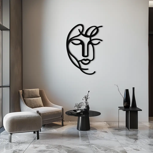 Abstract Female Line Art Metal Wall Decor – Elegant Woman Silhouette with Microphone- KAF376 - Tampa Home & Garden Store