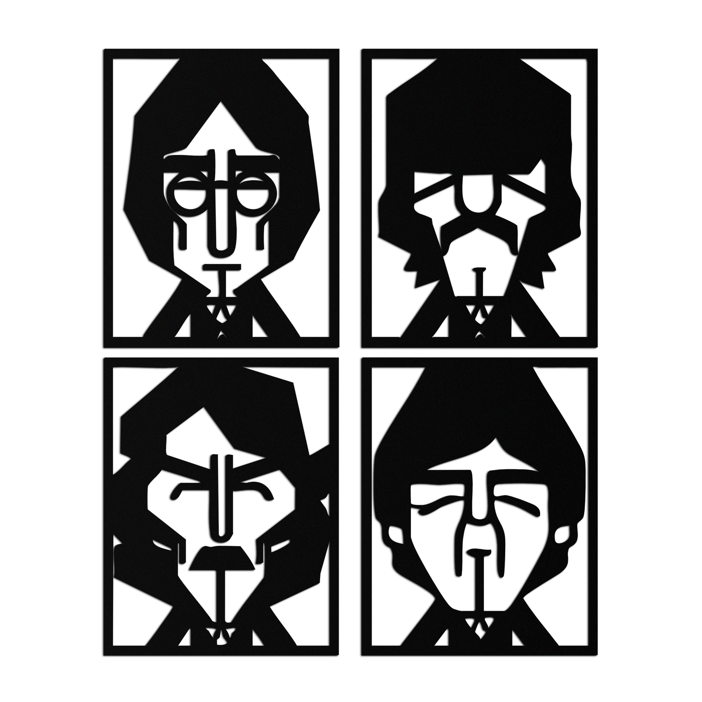Abstract Geometric Faces Metal Wall Art - Modern Black Steel Home Decor Set of Four- KAF516 - Tampa Home & Garden Store