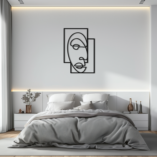 Abstract Minimalist Face Metal Wall Art – Modern Geometric Line Art - KAF064 - Tampa Home & Garden Store