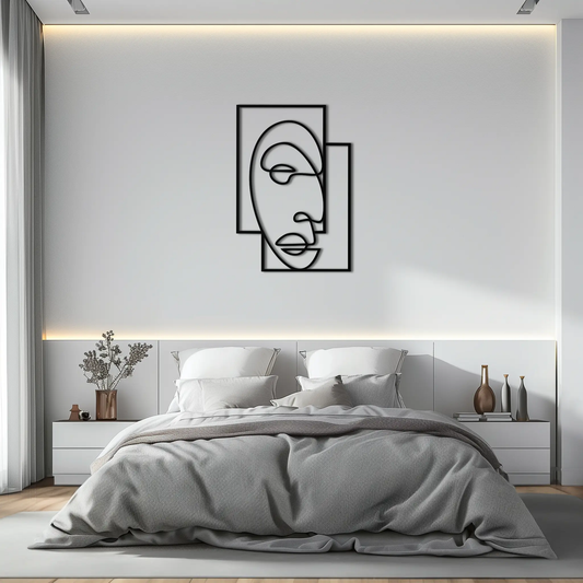Abstract Minimalist Face Metal Wall Art – Modern Geometric Line Art - KAF064 - Tampa Home & Garden Store