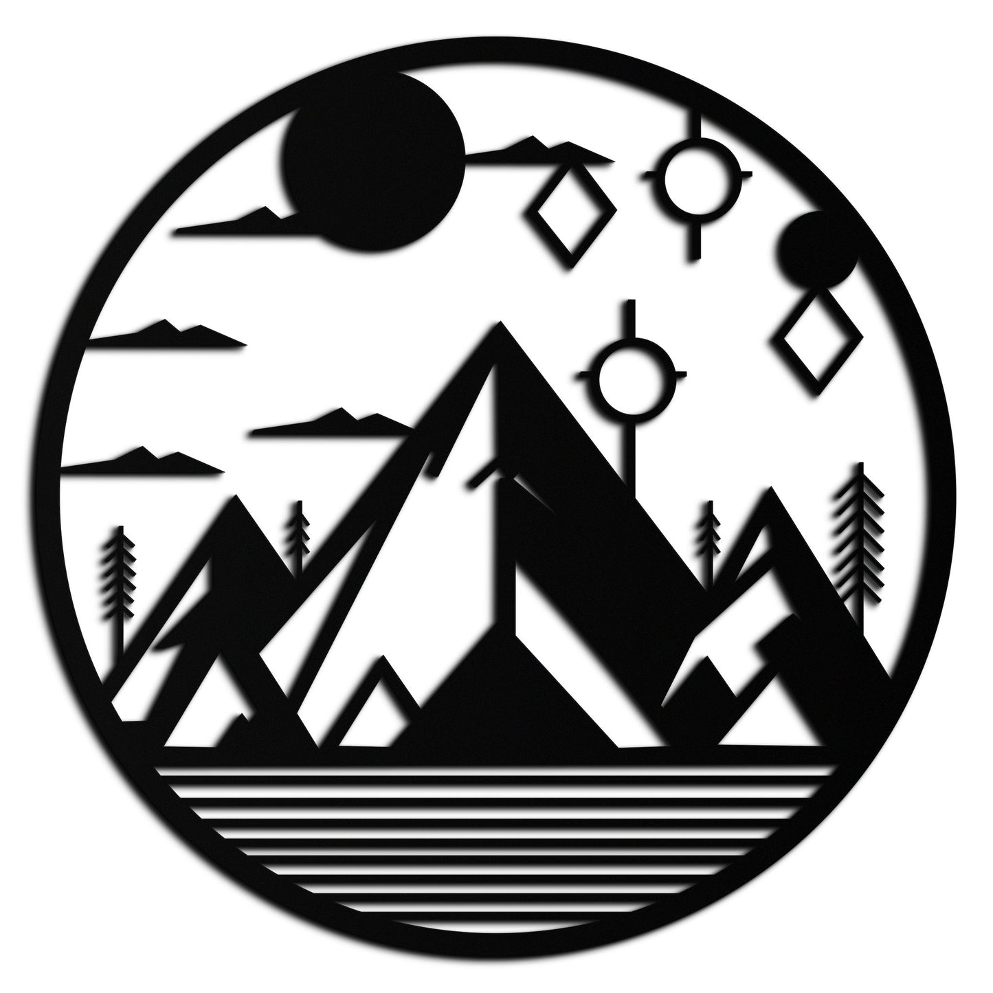 Abstract Mountain Metal Wall Art – Geometric Mountain Silhouette Steel Decor for Modern Interiors- KAF336 - Tampa Home & Garden Store