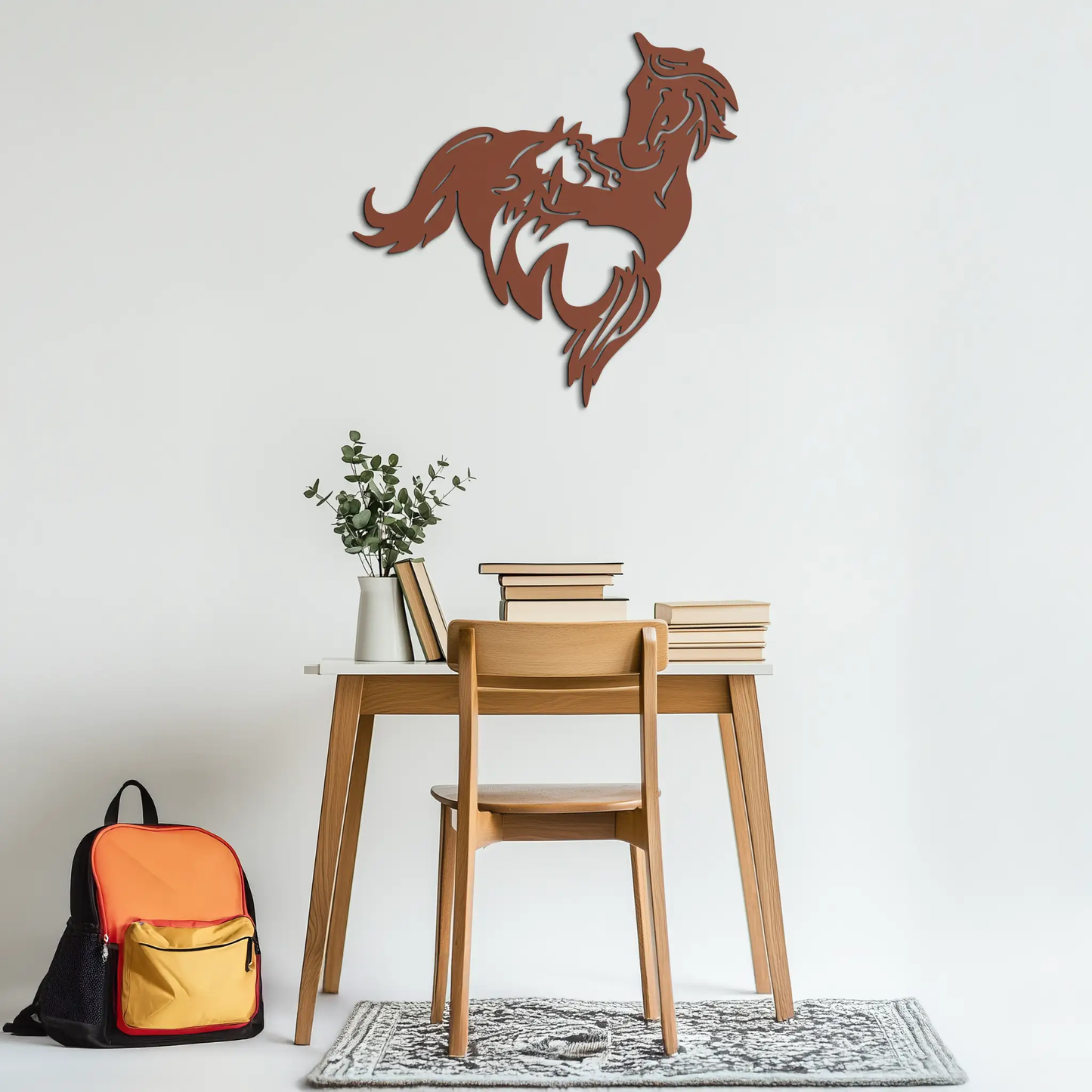Abstract Wild Horses Silhouette rust metal wall art by Enova Art, modern decor on Tampa Home & Garden Store