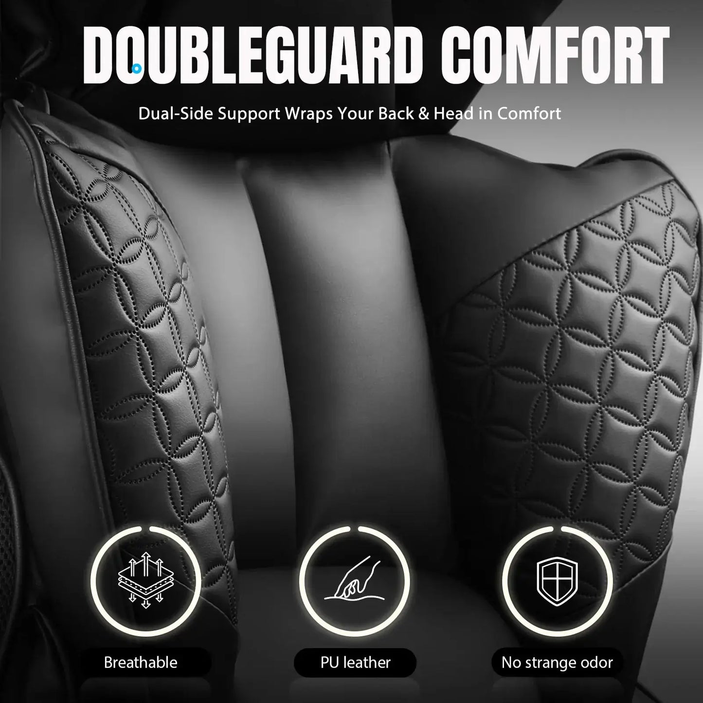 Ergonomic leather gaming chair with footrest Moktan Sabai, black PU leather, breathable cushions on Tampa Home & Garden Store